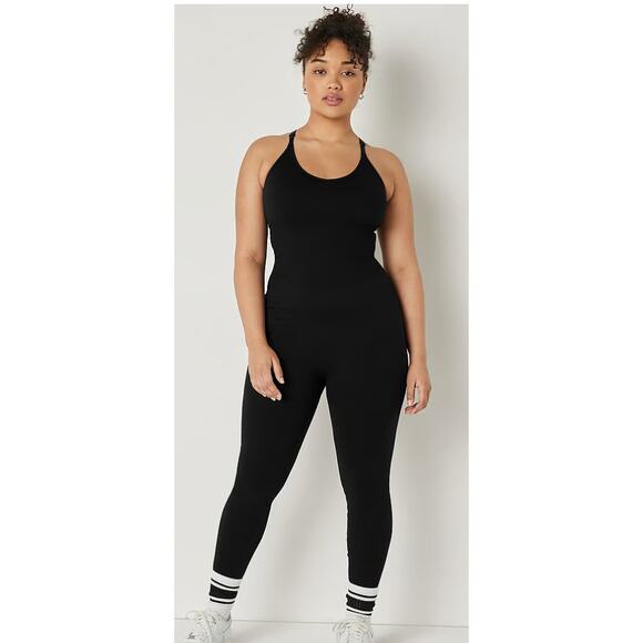 Victorias Secret Pink Seamless Workout Jumpsuit One Piece Womens Medium Black - Picture 1 of 12